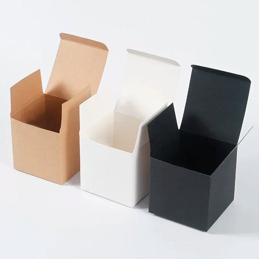 20/50pcs Multi Size Square Kraft Gift Box Black White Brown Fold Packaging Paper Box Proposal Box For Bridal Birthday Party