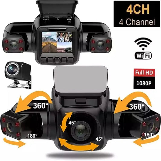 360° Dash Cam  4 Lens Full HD 4*1080P For Car DVR 24H Parking Monitoring Video Dash Camera High-definition Night Vision WiFi